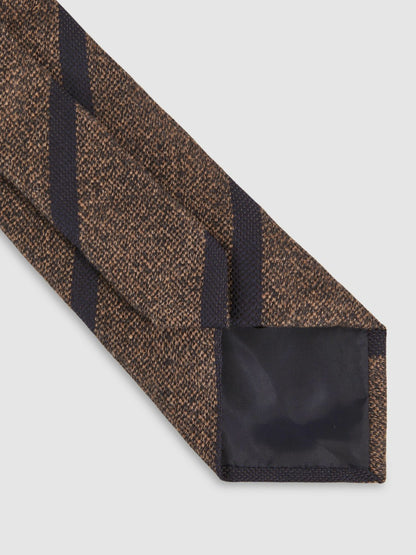 Reiss Wool-Silk Striped Tie in Chocolate Brown