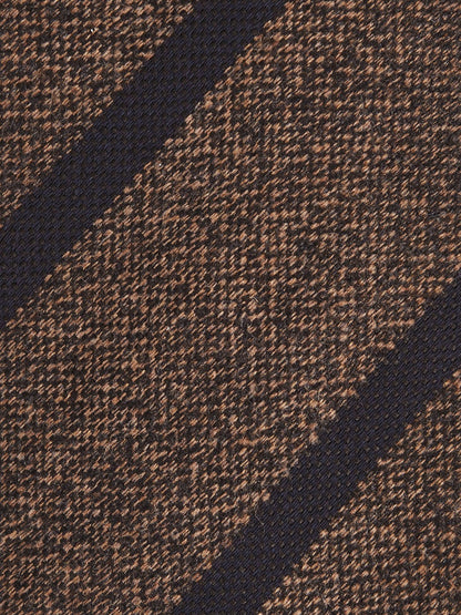 Reiss Wool-Silk Striped Tie in Chocolate Brown