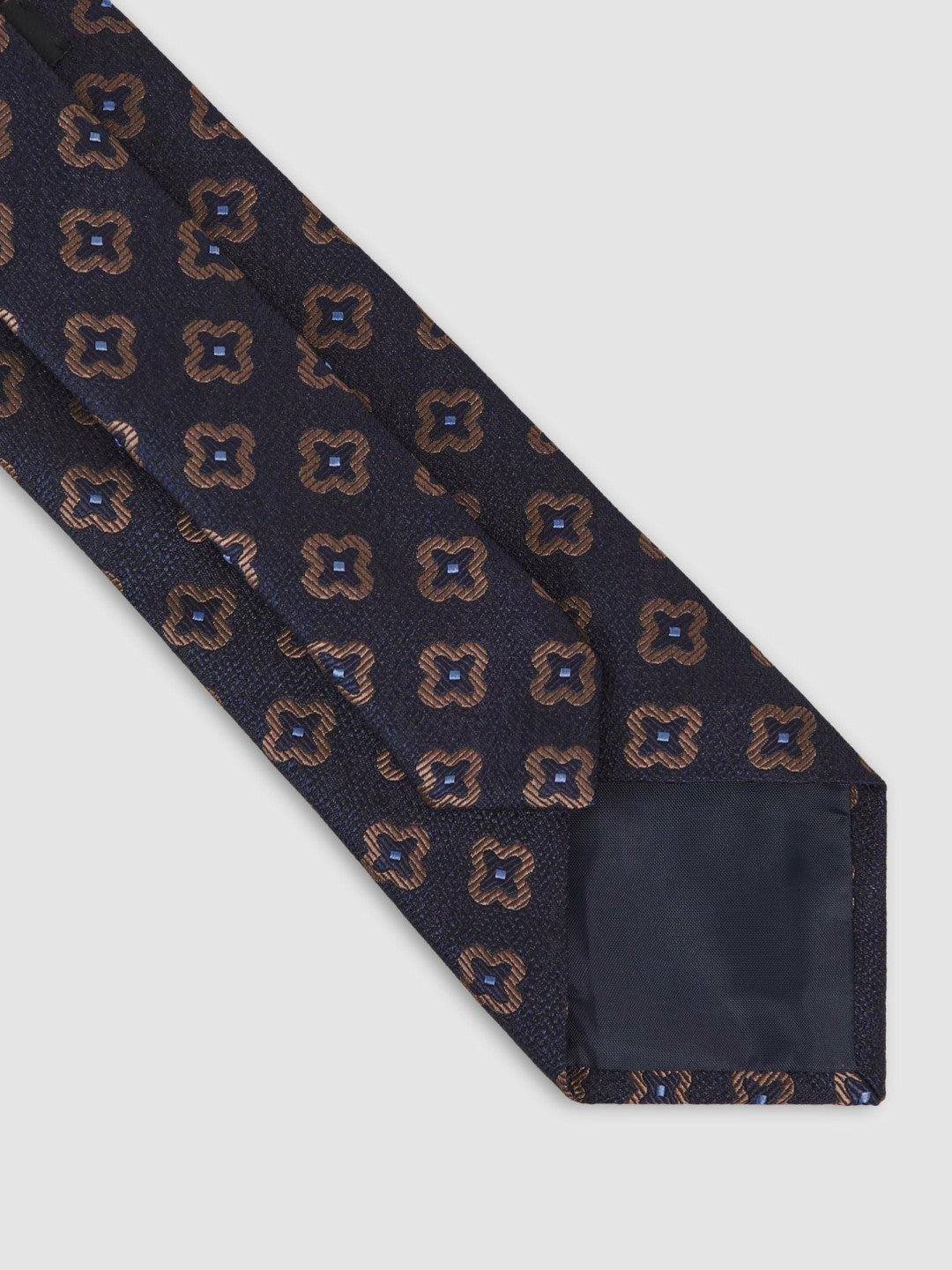 Reiss Silk-Wool Floral-Medallion Tie in Navy
