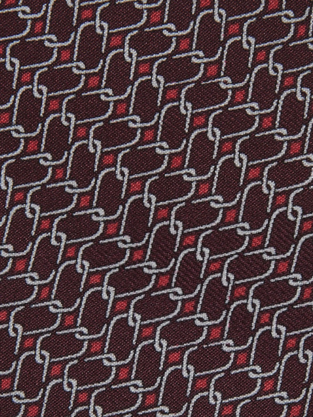Reiss Silk Geometric-Chain Print Tie in Bordeaux