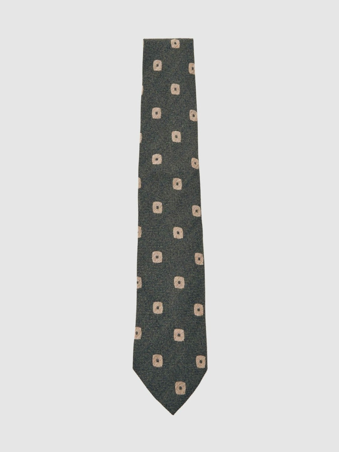Reiss Silk-Wool Square-Medallion Tie in Forest Green