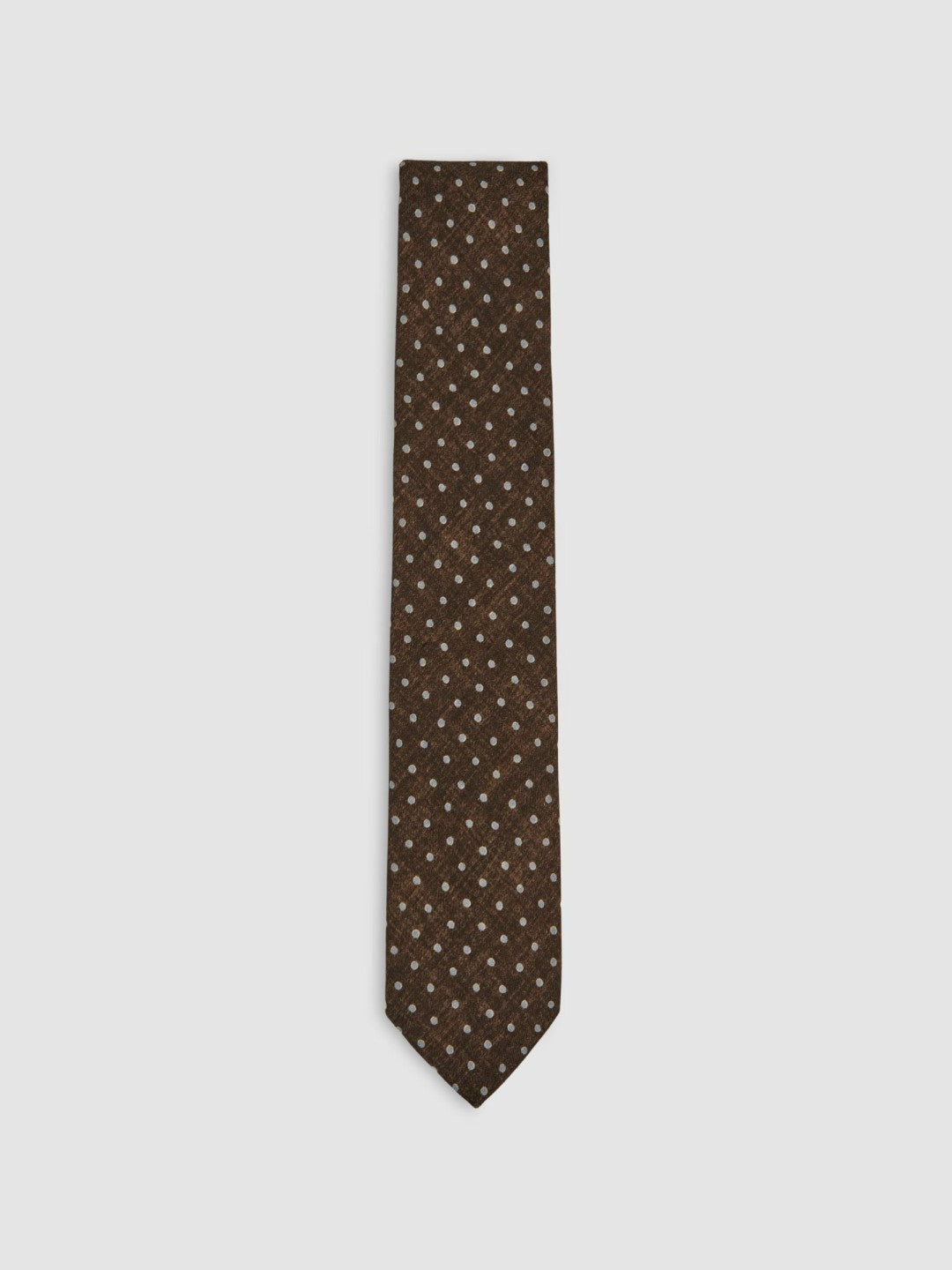 Reiss Wool-Cotton Polka-Dot Tie in Chocolate Brown