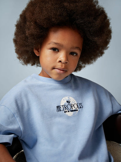 Reiss 3-9 yrs Superman Metropolis Logo T-Shirt in Light Blue