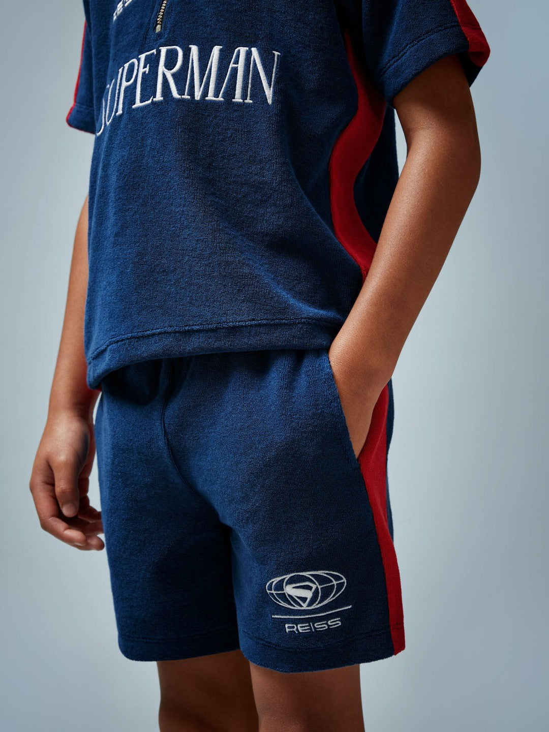 Reiss 3-9 yrs Superman Towelling Shorts in Blue/Red