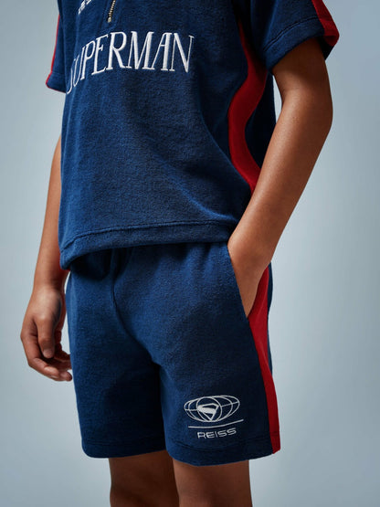 Reiss 3-9 yrs Superman Towelling Shorts in Blue/Red