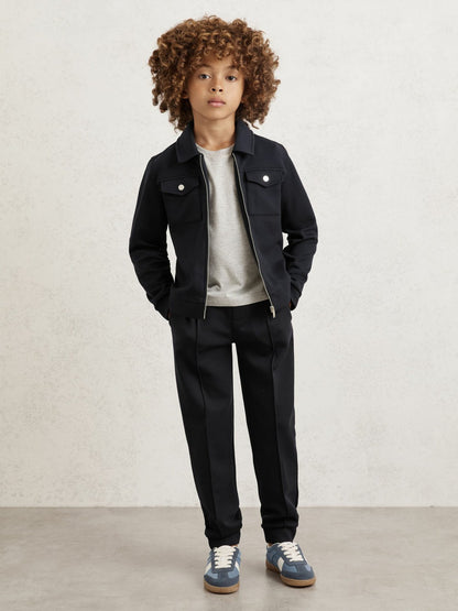Reiss 9-13 yrs Interlock Zip Through Overshirt in Navy Blue