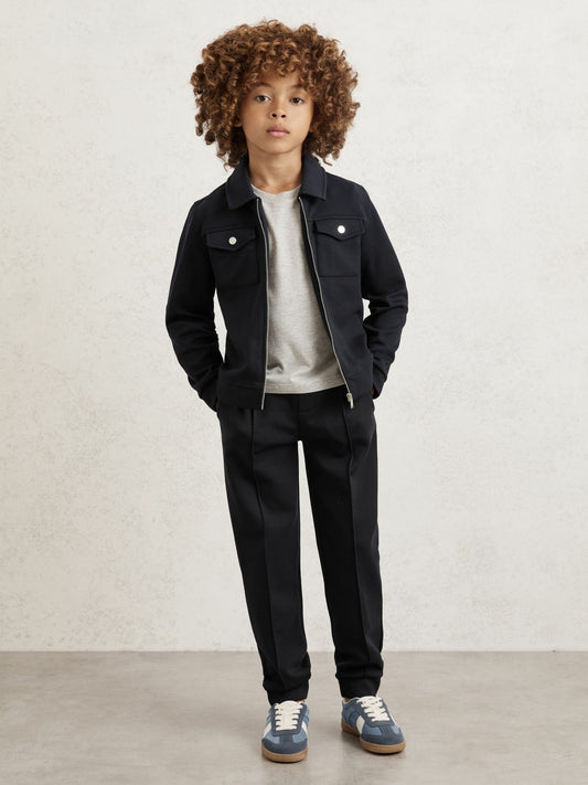 Reiss 9-13 yrs Interlock Zip Through Overshirt in Navy Blue