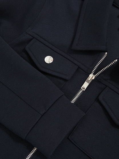 Reiss 9-13 yrs Interlock Zip Through Overshirt in Navy Blue