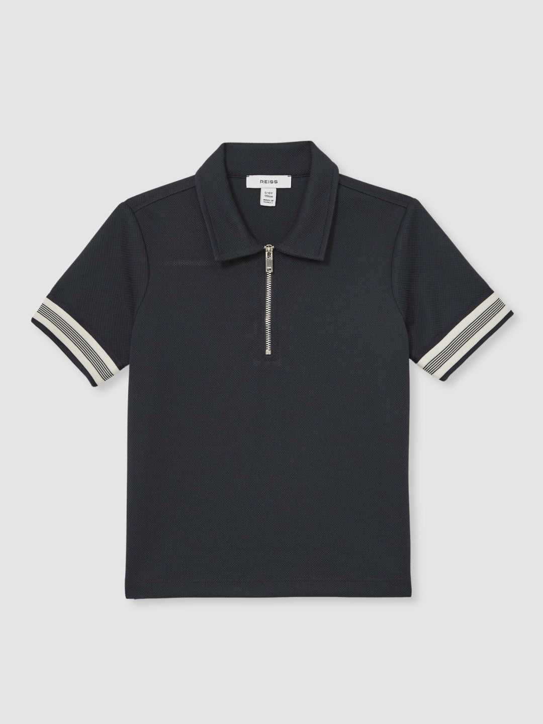 Reiss 9-13 yrs Textured Half Zip Polo Shirt in Navy Blue