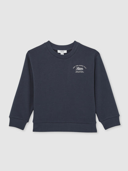 Reiss 13-14 yrs Cotton Blend Motor Cars Sweatshirt in Washed Blue