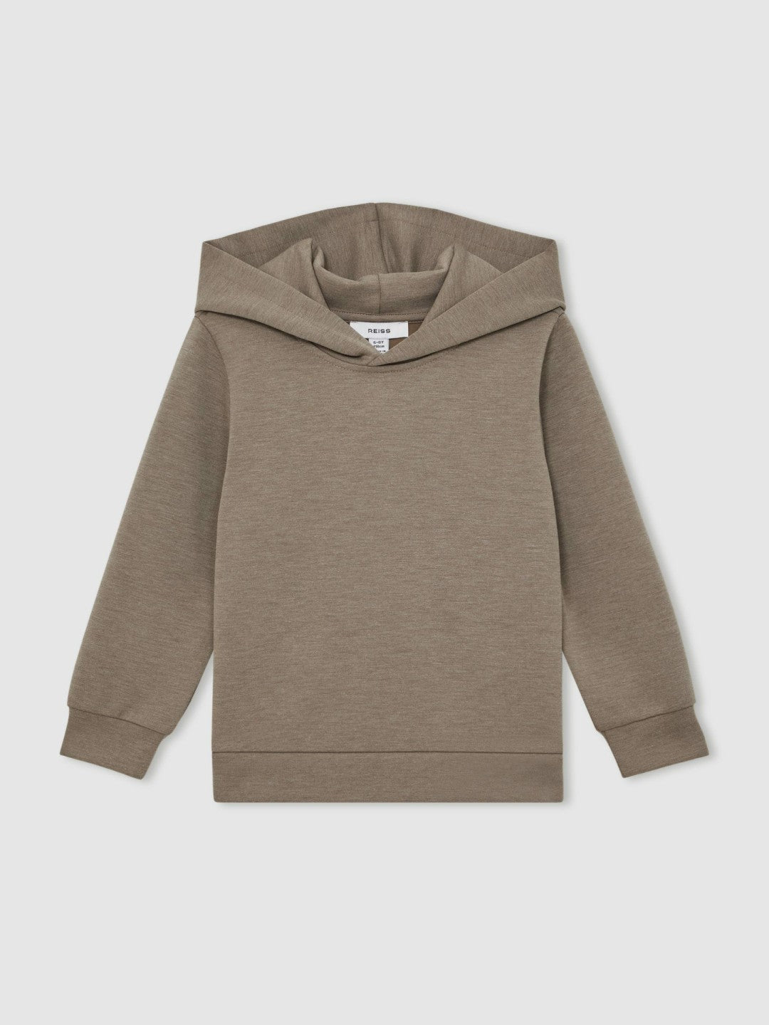 Reiss Interlock Jersey Hoodie in Taupe Brown