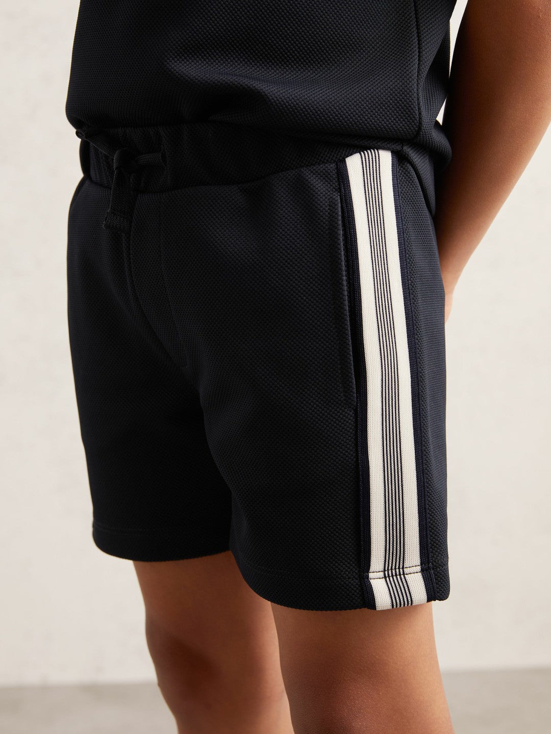 Reiss 3-9 yrs Side Stripe Textured Shorts in Navy Blue