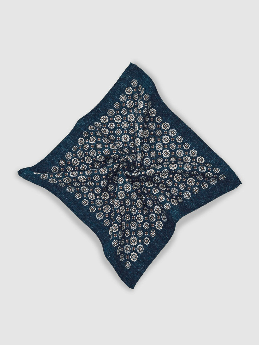 Reiss Silk Medallion Print Pocket Square in Indigo Melange