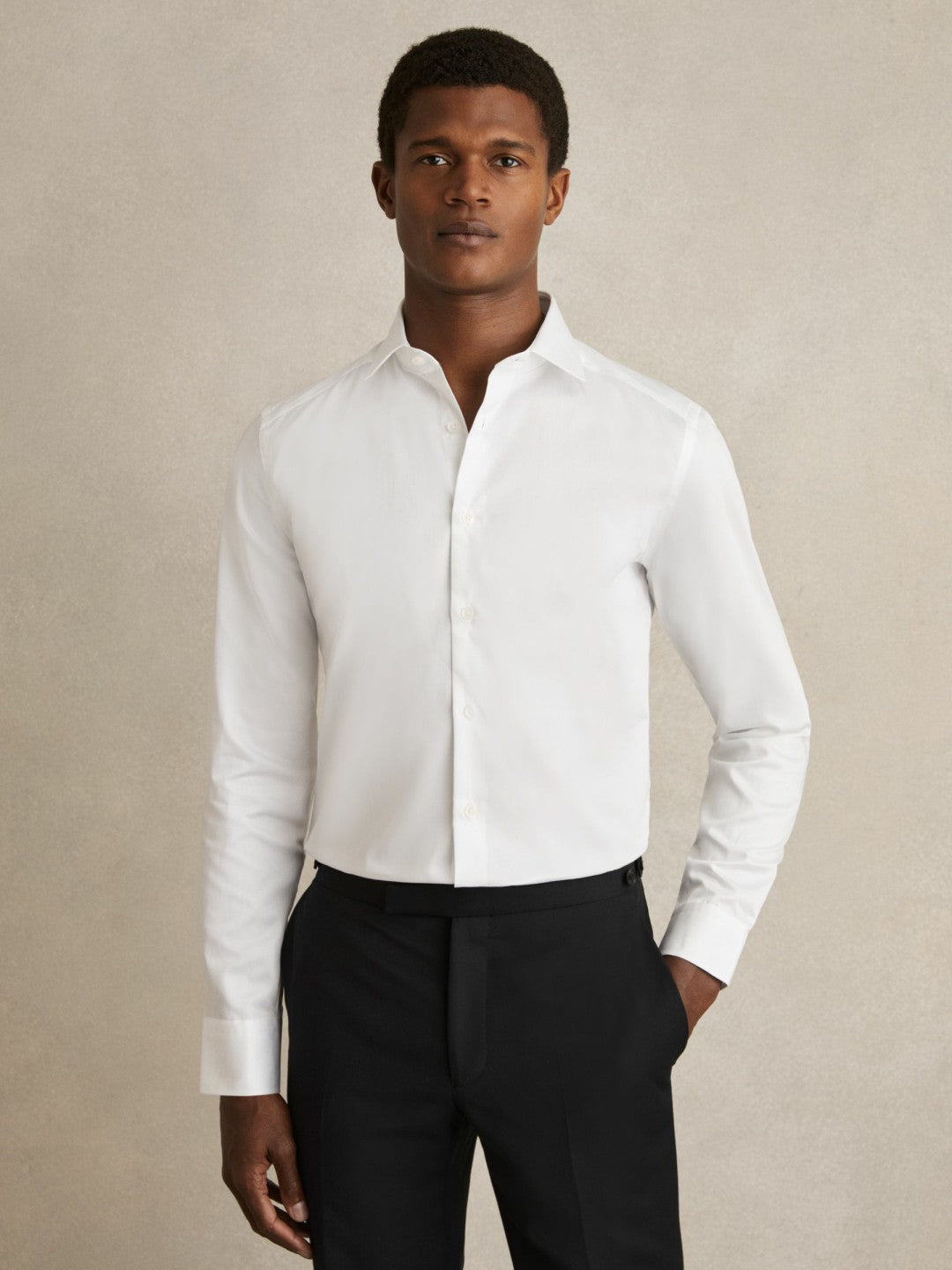 Reiss Slim Fit Cotton Sateen Shirt in White