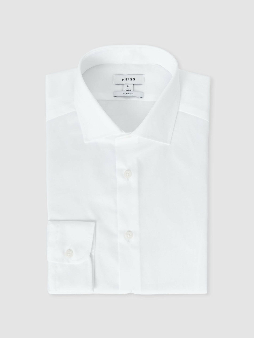 Reiss Slim Fit Cotton Sateen Shirt in White