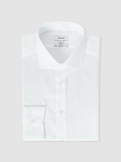 Reiss Slim Fit Cotton Sateen Shirt in White