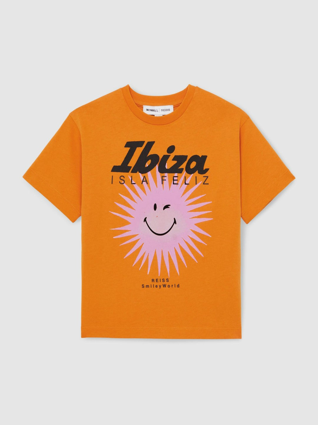 Reiss 3-9 yrs SmileyWorld Sun Motif T-Shirt in Orange