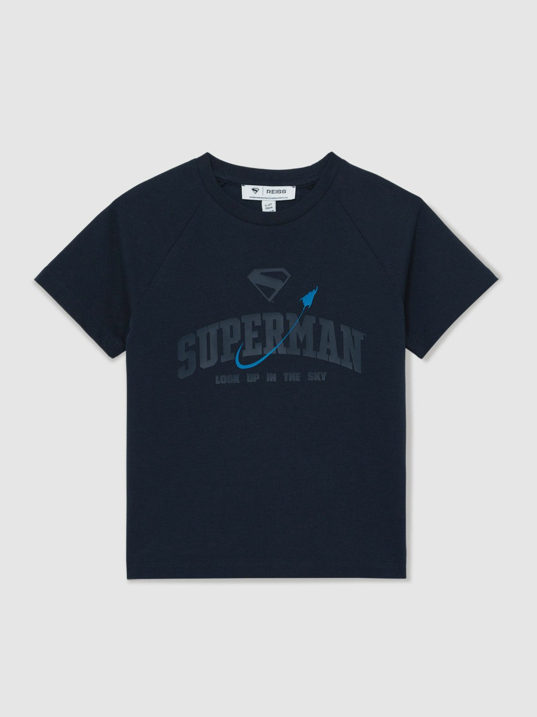 Reiss 3-9 yrs Superman Raglan Logo T-Shirt in Navy Blue