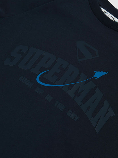 Reiss 3-9 yrs Superman Raglan Logo T-Shirt in Navy Blue