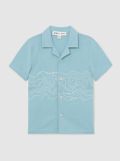 Reiss 3-9 yrs SmileyWorld Embroidered Shirt in Sky Blue
