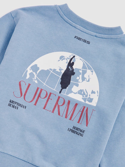 Reiss 13-14 yrs Superman Logo Print Sweatshirt in Light Blue