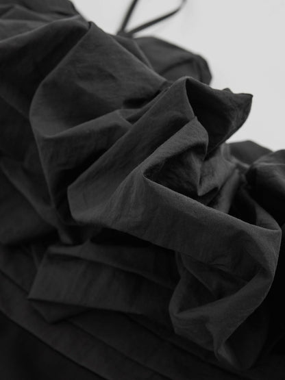 Reiss Sculptural Strapless Mini Dress in Black