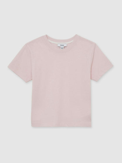 Reiss 13-14 yrs Cotton Crew Neck T-Shirt in Pink