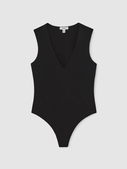 Reiss V-Neck Sleeveless Bodysuit in Black