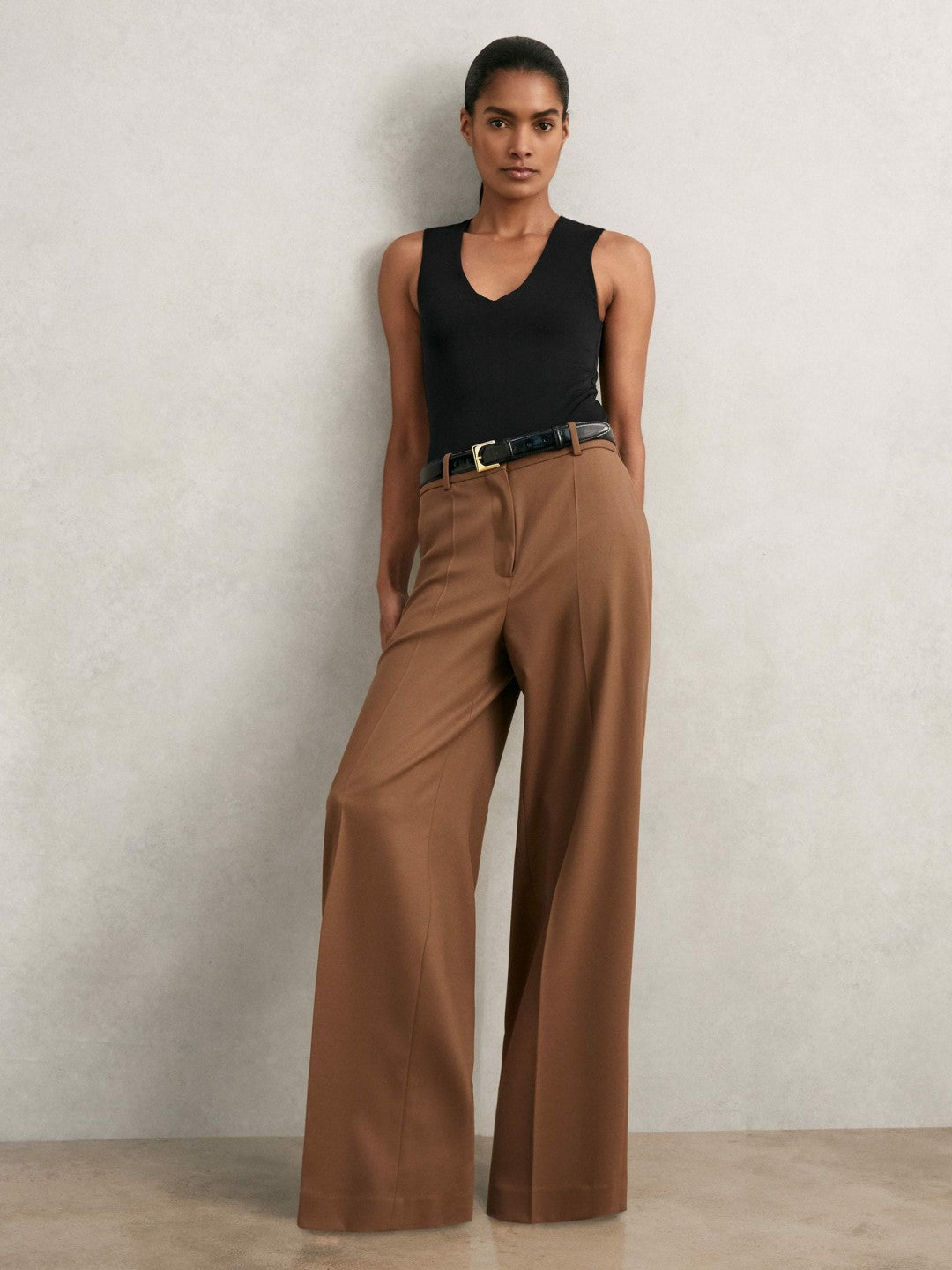 Reiss V-Neck Sleeveless Bodysuit in Black