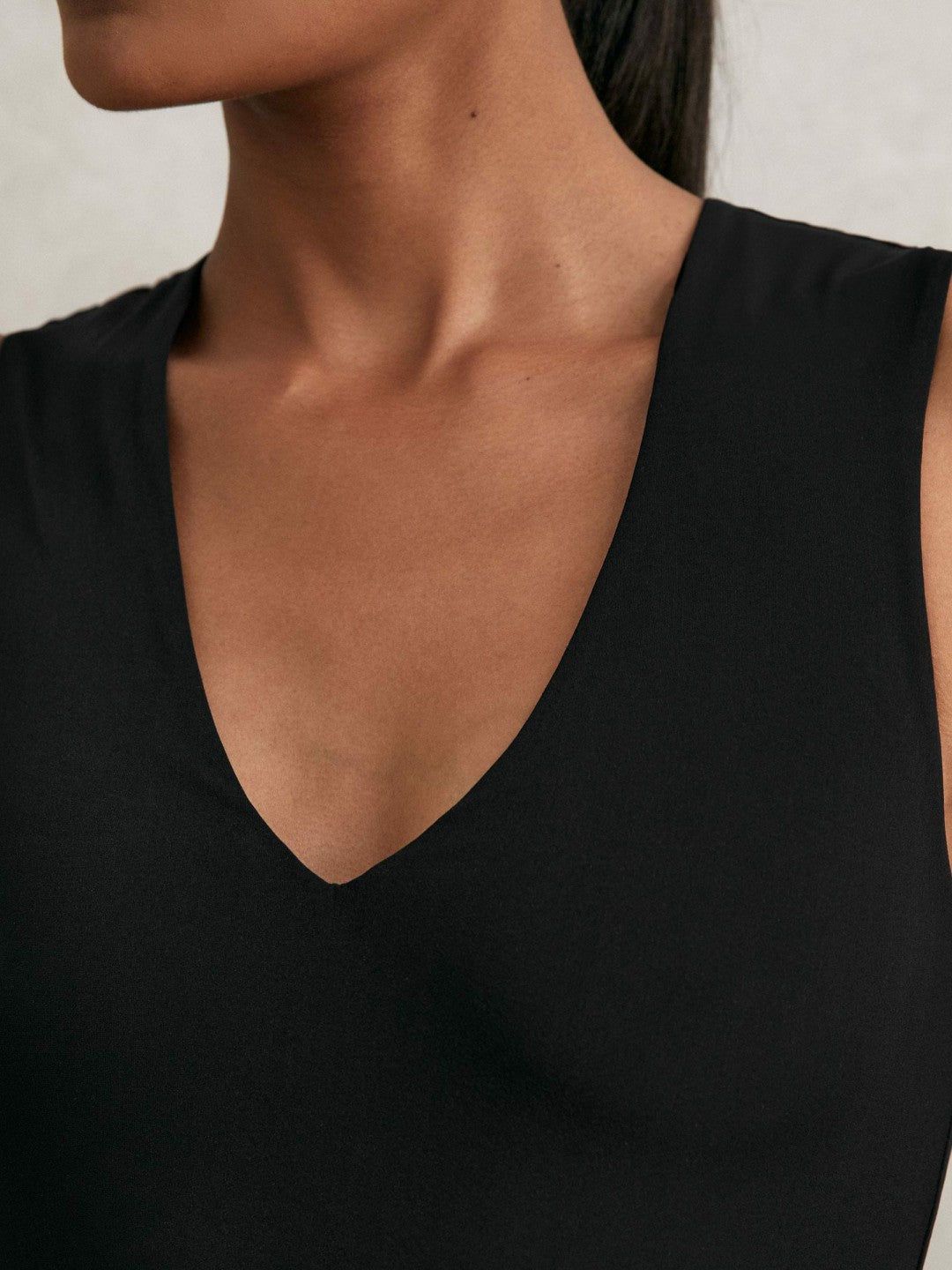Reiss V-Neck Sleeveless Bodysuit in Black