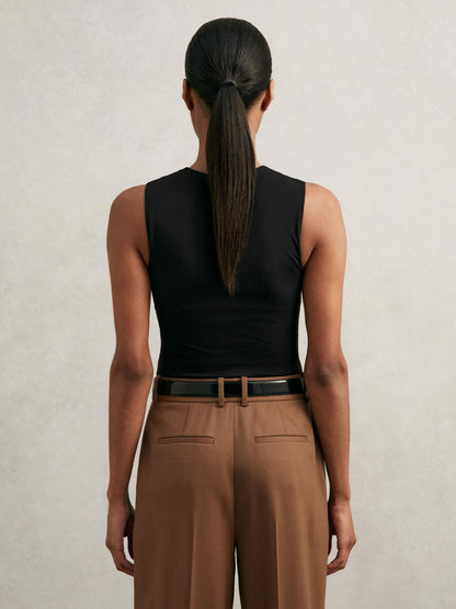 Reiss V-Neck Sleeveless Bodysuit in Black