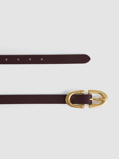Reiss Horseshoe Belt in Burgundy
