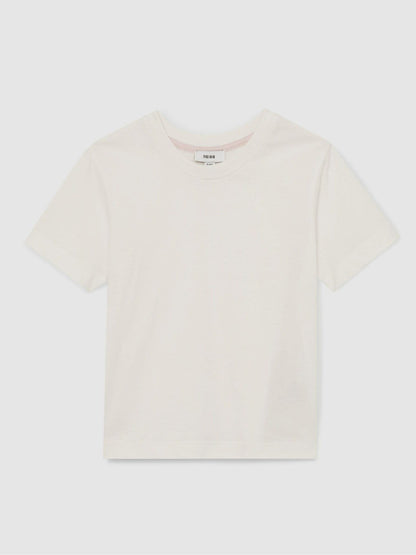 Reiss 3-9 yrs Cotton Crew Neck T-Shirt in Ivory