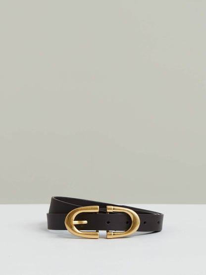 Reiss Horseshoe Belt in Chocolate