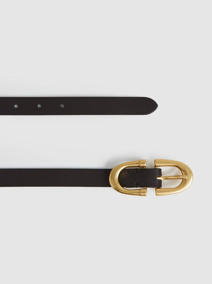 Reiss Horseshoe Belt in Chocolate