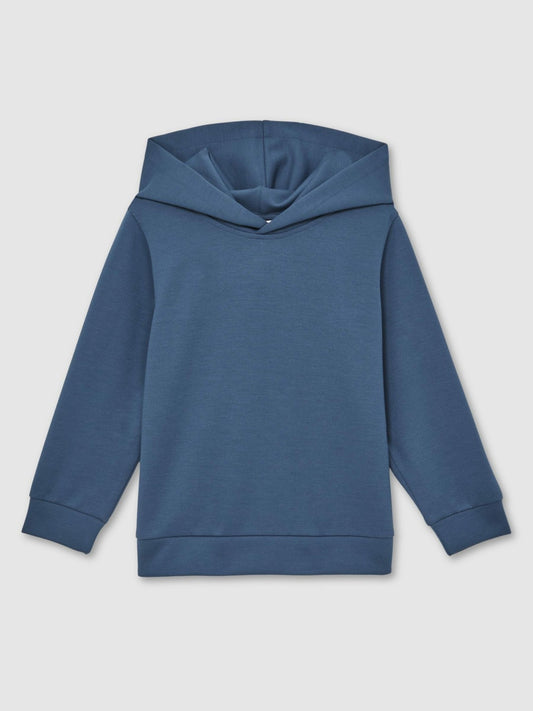 Reiss Interlock Jersey Hoodie in Ocean Blue