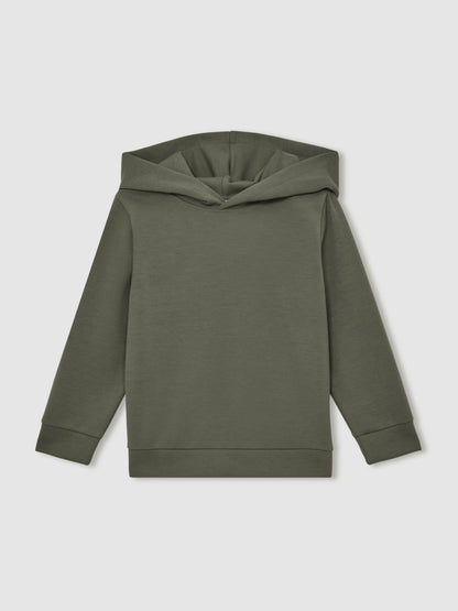 Reiss 13-14 yrs Interlock Jersey Hoodie in Dark Sage
