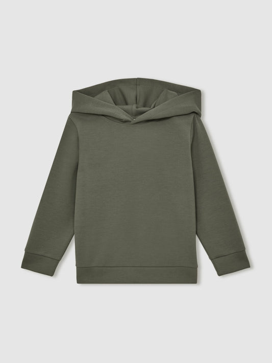 Reiss 13-14 yrs Interlock Jersey Hoodie in Dark Sage