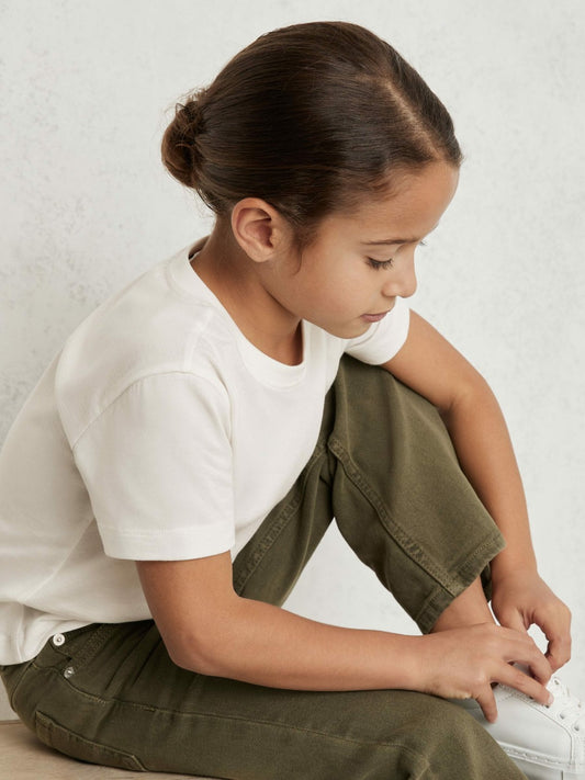 Reiss 9-13 yrs Cotton Crew Neck T-Shirt in Ivory