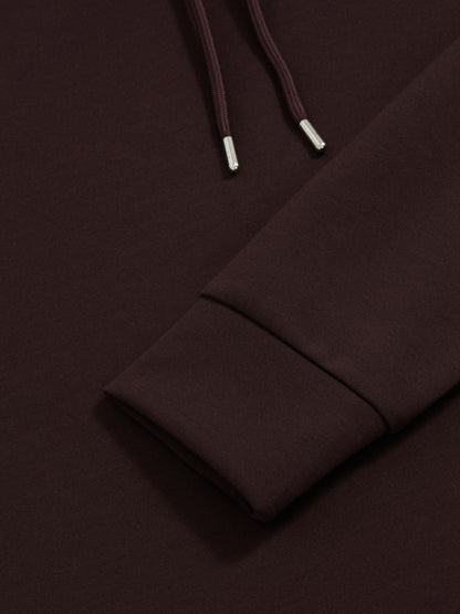 Reiss Interlock Jersey Drawstring Hoodie in Cherry Red