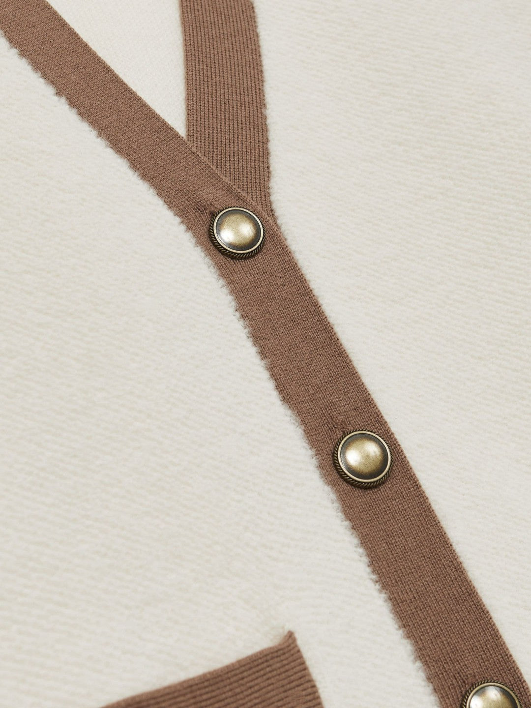 Reiss Wool Colourblock Cardigan in Cream/Neutral