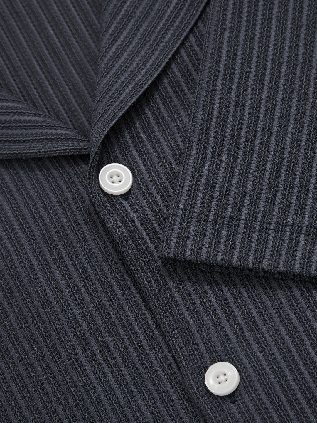 Reiss Textured-Stripe Cuban-Collar Shirt in Petrol Blue