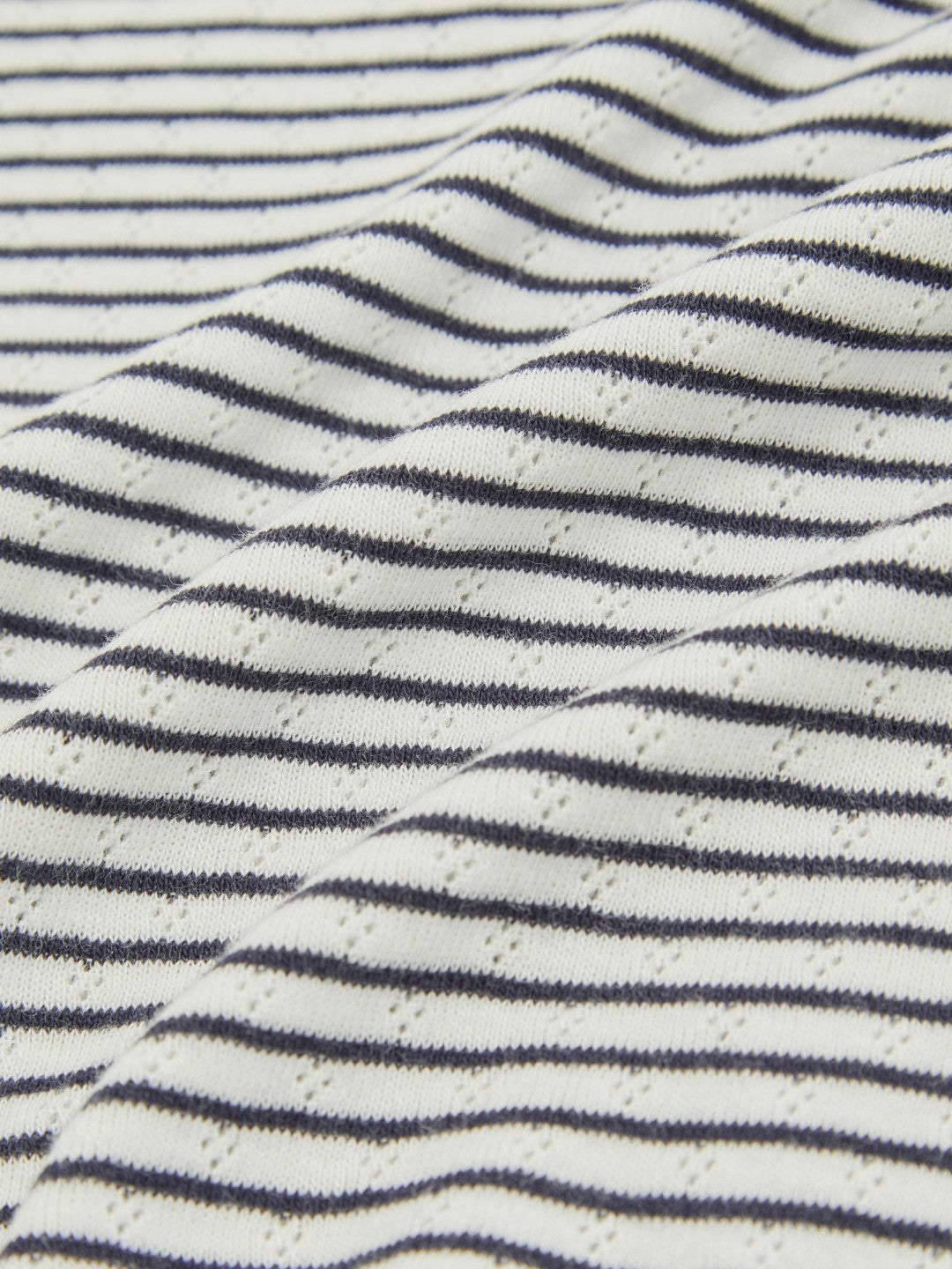 Reiss 9-13 yrs Cotton Pointelle Long Sleeve Top in Navy/White