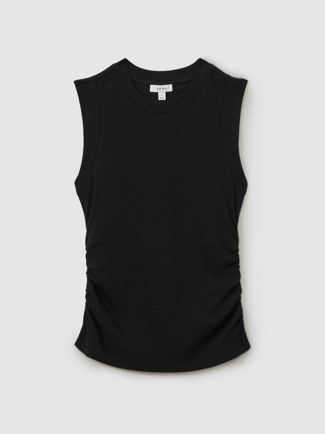 Reiss Ribbed Ruched Waist Vest in Black