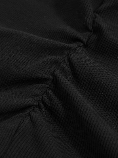 Reiss Ribbed Ruched Waist Vest in Black