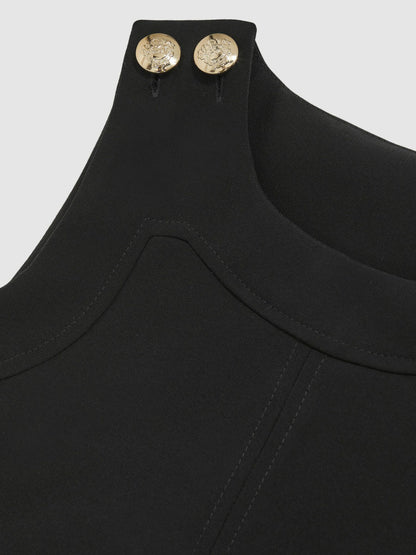 Reiss 9-13 yrs Button-Detail Sleeveless Shift Dress in Black