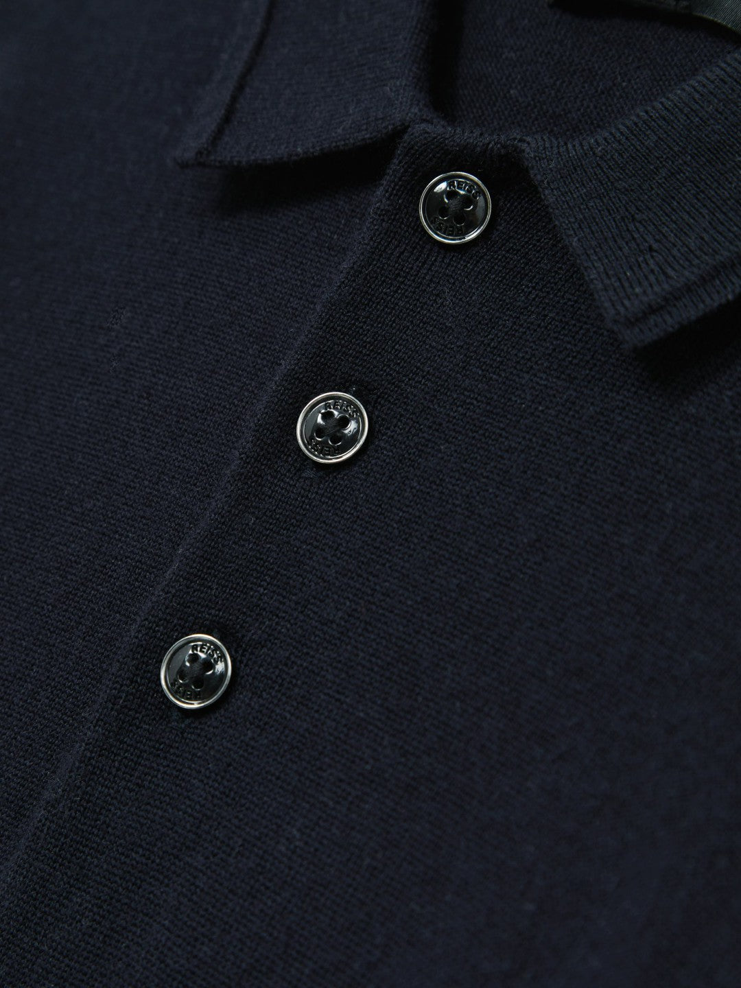 Reiss Merino Wool Long-Sleeve Polo Shirt in Navy