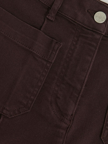 Reiss Petite Patch-Pocket Flared Jeans in Burgundy