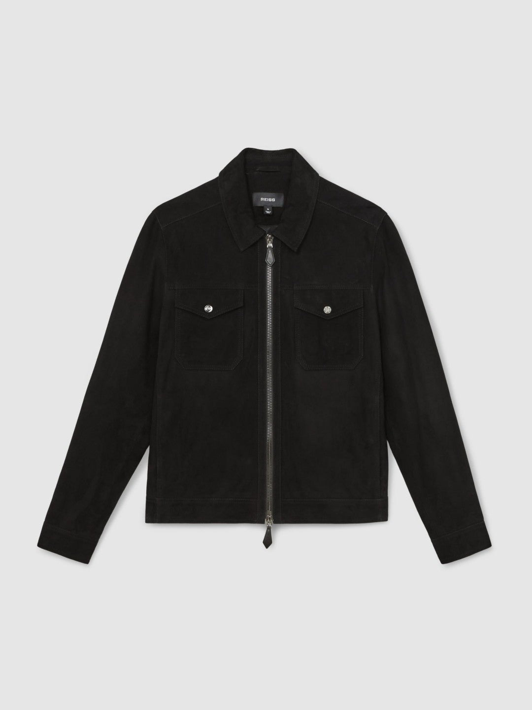 Reiss Suede Zip Through Jacket in Black