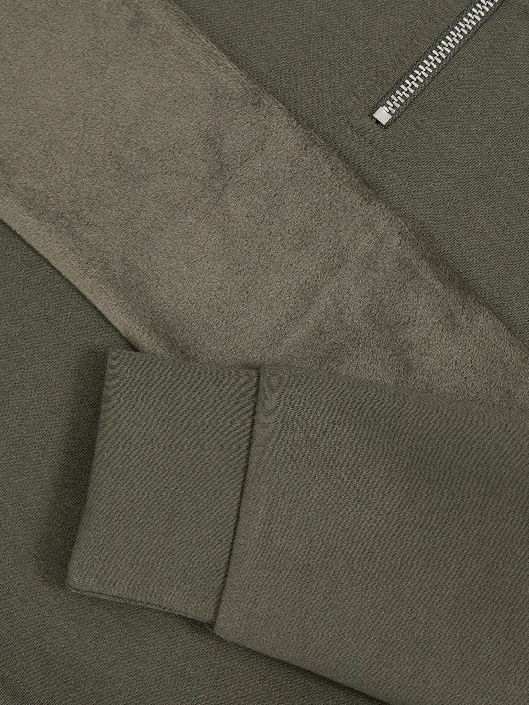 Reiss 13-14 yrs Slim Fit Half-Zip Funnel Neck Velour Sweatshirt in Dark Sage Green